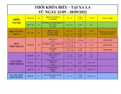 THÔNG BÁO LỊCH HỌC TỪ 23/05/2022 ĐẾN 29/05/2022