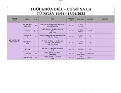 THÔNG BÁO LỊCH HỌC TỪ 10/01/2022 ĐẾN 15/01/2022