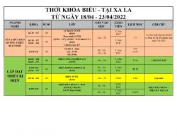 THÔNG BÁO LỊCH HỌC TỪ 18/04/2022 ĐẾN 24/04/2022