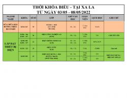 THÔNG BÁO LỊCH HỌC TỪ 03/05/2022 ĐẾN 08/05/2022
