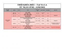 THÔNG BÁO LỊCH HỌC TỪ 07/03/2022 ĐẾN 12/03/2022