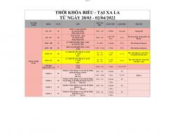 THÔNG BÁO LỊCH HỌC TỪ 28/03/2022 ĐẾN 03/04/2022