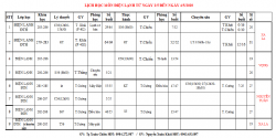 Thông báo lịch học từ 29/04 đến 04/05/2019