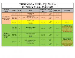 THÔNG BÁO LỊCH HỌC TỪ 20/03/2022 ĐẾN 27/03/2022