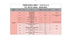 THÔNG BÁO LỊCH HỌC TỪ 04/04/2022 ĐẾN 10/04/2022