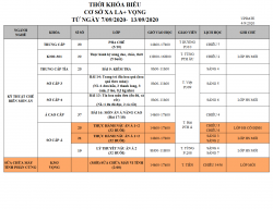 THÔNG BÁO LỊCH HỌC TUẦN MỚI TỪ NGÀY 07/09/2020-13/09/2020
